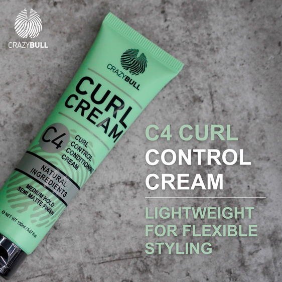 Photo of Crazy Bull C4 Curl Control Conditioning Cream on a gray background