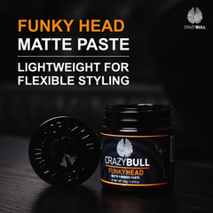 Crazy Bull Funky Head Matte Paste jar with lid on a dark background